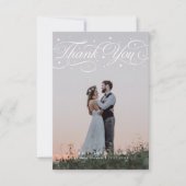 Elegantes Script Typografy Dots Wedding Foto Dankeskarte (Vorderseite)