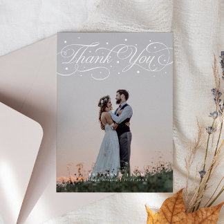 Elegantes Script Typografy Dots Wedding Foto Dankeskarte