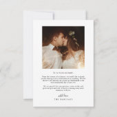 Elegantes Script Typografy Dots Wedding Foto White Dankeskarte (Rückseite)