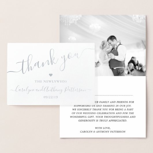 Elegantes Script Typografy Foto Wedding Vielen Dan Folienkarte (Anzeige)