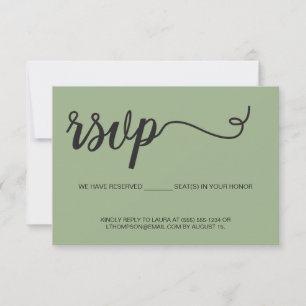 Elegantes Script UAWG reserviert Sitzplätze Grüne RSVP Karte