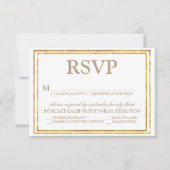 Elegantes Script und Gold Border Wedding RSVP (Vorderseite)