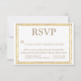 Elegantes Script und Gold Border Wedding RSVP Karte