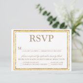 Elegantes Script und Gold Border Wedding RSVP Karte (Stehend Vorderseite)