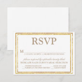 Elegantes Script und Gold Border Wedding RSVP Karte (Vorne/Hinten)