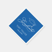 Elegantes Script und Grad Cap Blue Abschluss Serviette (Ecke)