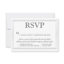 Elegantes Script und Silver Border Wedding RSVP