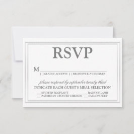 Elegantes Script und Silver Border Wedding RSVP