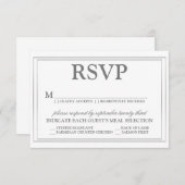 Elegantes Script und Silver Border Wedding RSVP (Vorne/Hinten)