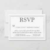 Elegantes Script und Silver Border Wedding RSVP Karte (Vorderseite)