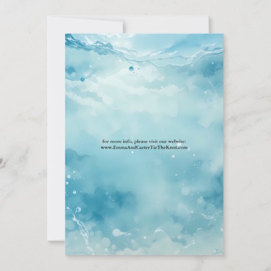 Elegantes Script UnderSea Save the Date Wassercolo (Rückseite)