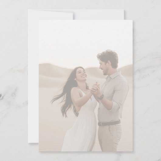 Elegantes Script Vellum Overlay Foto Hochzeit Save The Date (Rückseite)