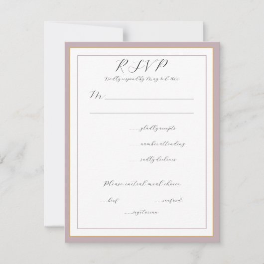 Elegantes Script verbrannt Lavender 2 RSVP Karte (Vorderseite)