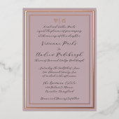 Elegantes Script verbrannt Lavender Folieneinladung (Vorderseite)