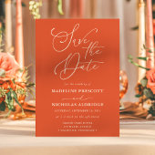 Elegantes Script Verona Sunset Orange Save the Dat Einladung