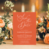 Elegantes Script Verona Sunset Orange Save the Dat Einladung
