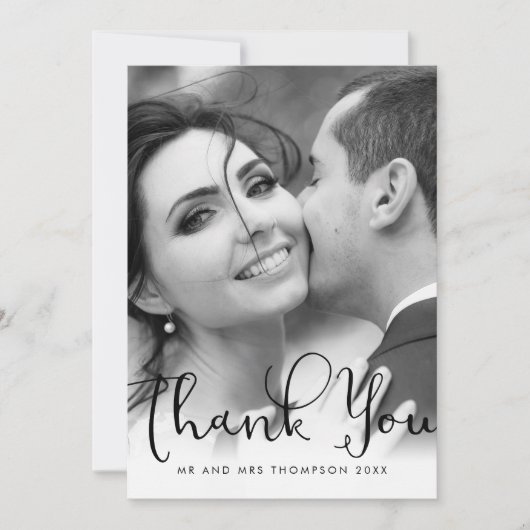 Elegantes Script Vielen Dank Polka Dot Wedding Fot Dankeskarte (Vorderseite)