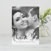 Elegantes Script Vielen Dank Polka Dot Wedding Fot Dankeskarte (Stehend Vorderseite)