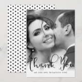 Elegantes Script Vielen Dank Polka Dot Wedding Fot Dankeskarte (Vorne/Hinten)