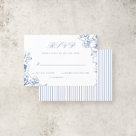 Elegantes Script Vintag Blue Floral Garden Wedding RSVP Karte
