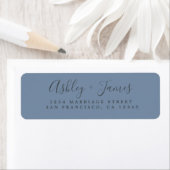 Elegantes Script Vintag Blue Wedding Rücksendeadre (Insitu)