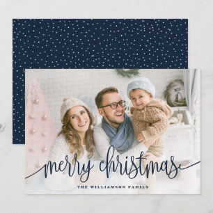 Elegantes Script Volles Foto Frohe Weihnachtsnacht Feiertagskarte
