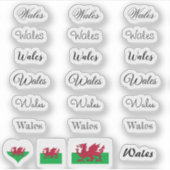 Elegantes Script Wales & Welsh Flag /name Set Aufkleber (Vorderseite)