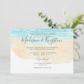 Elegantes Script Watercolor Beach Hochzeitsempfang Einladung (Stehend Vorderseite)
