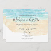 Elegantes Script Watercolor Beach Hochzeitsempfang Einladung (Vorne/Hinten)