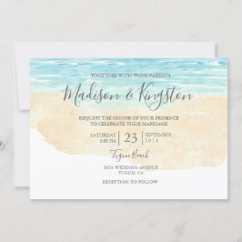 Elegantes Script Watercolor Beach Hochzeitsempfang Einladung