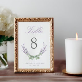 Elegantes Script Watercolor Lavender Wedding Tischnummer