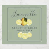 Elegantes Script Watercolor Lemon Wedding Limoncel Alkoholflaschenetikett (Einzelnes Label)