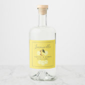 Elegantes Script Watercolor Lemon Wedding Limoncel Alkoholflaschenetikett (Vorderseite)