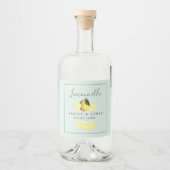 Elegantes Script Watercolor Lemon Wedding Limoncel Alkoholflaschenetikett (Vorderseite)