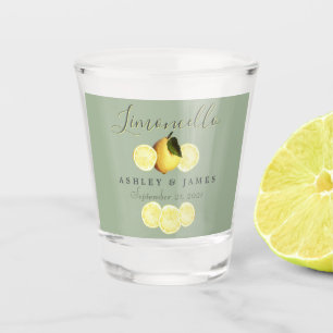 Elegantes Script Watercolor Lemon Wedding Limoncel Schnapsglas
