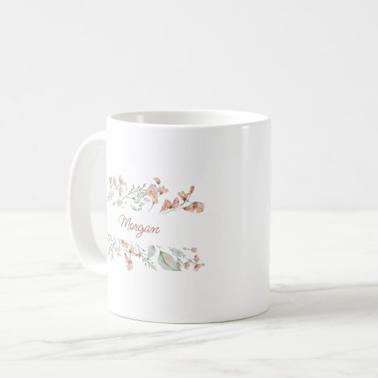 Elegantes Script Watercolor Personalisiert Kaffeetasse (Vorderseite Links)