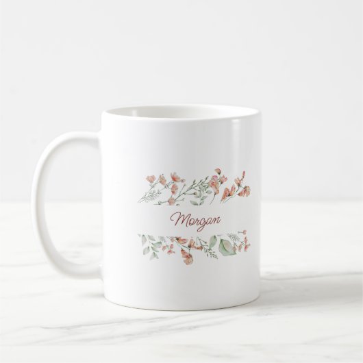 Elegantes Script Watercolor Personalisiert Kaffeetasse (Links)