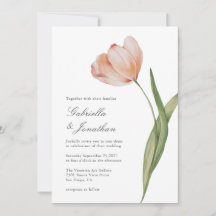 Elegantes Script Watercolor Tulip Hochzeit Einladu