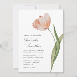 Elegantes Script Watercolor Tulip Hochzeit Einladu Einladung