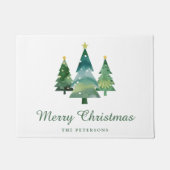 Elegantes Script Watercolor Weihnachtsbaumen Fußmatte (Vorderseite)