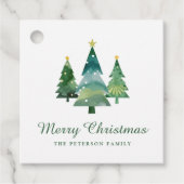 Elegantes Script Watercolor Weihnachtsbaumen Geschenkanhänger (Vorderseite)