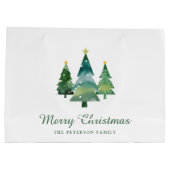 Elegantes Script Watercolor Weihnachtsbaumen Große Geschenktüte (Rückseite)