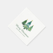 Elegantes Script Watercolor Weihnachtsbaumen Serviette (Ecke)