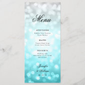 Elegantes Script Wedding Beach Bokeh Lights Menükarte (Vorderseite)