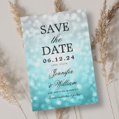 Elegantes Script Wedding Beach Bokeh Lights Save The Date