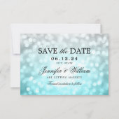 Elegantes Script Wedding Beach Bokeh Lights Save The Date (Vorderseite)