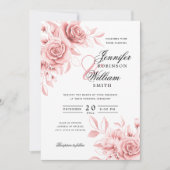 Elegantes Script Wedding Blush Bloral w/QR UAWG Einladung (Vorderseite)