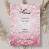 Elegantes Script Wedding Blush Pink Bokeh Lights Menükarte
