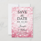 Elegantes Script Wedding Blush Pink Bokeh Lights Save The Date (Vorderseite)