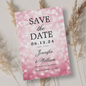 Elegantes Script Wedding Blush Pink Bokeh Lights Save The Date